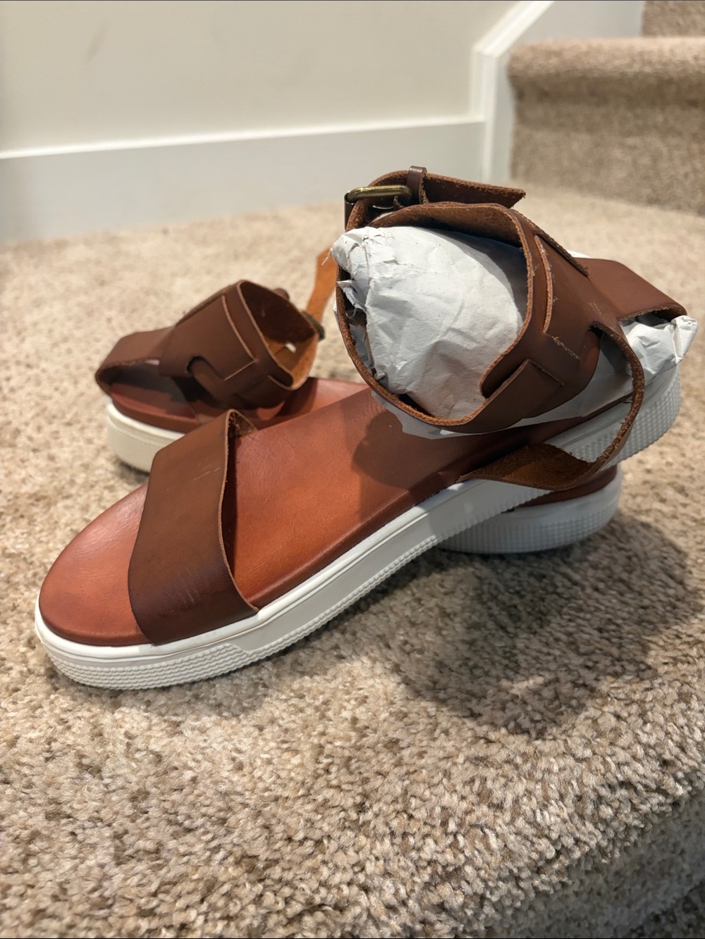MIA Brown Strap Sandals with White Sole size 9